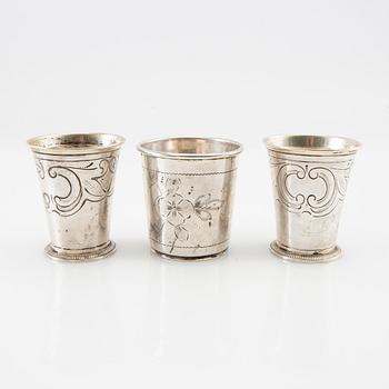 A collection of cups 14 pcs silver 18th/19th century.