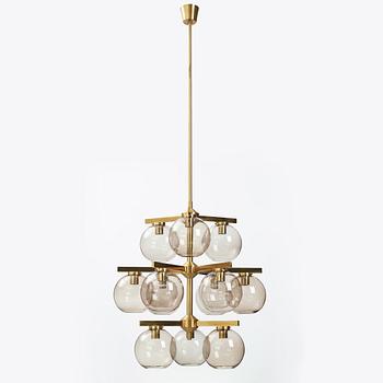 HOLGER JOHANSSON, twelve-light ceiling lamp, Westal, Bankeryd, second half of the 20th century.