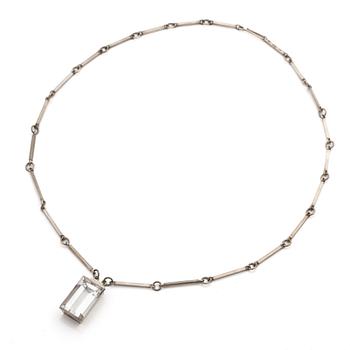 Wiwen Nilsson, Pendant, sterling silver with faceted rock crystal, Lund 1944.