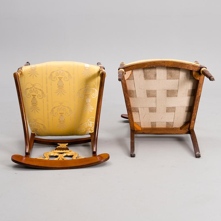A PAIR OF ARMCHAIRS, empire, Russia early 19th century.