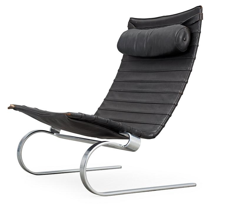 A Poul Kjaerholm black leather 'PK-20' easy chair, E Kold Christensen, Denmark,