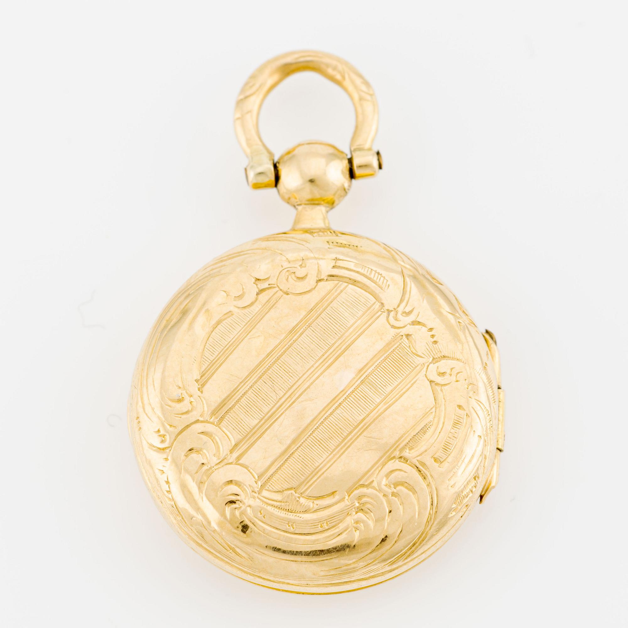 Medaljong, 18K guld, troligen CT, Carl Tellander, Karlstad 1853.