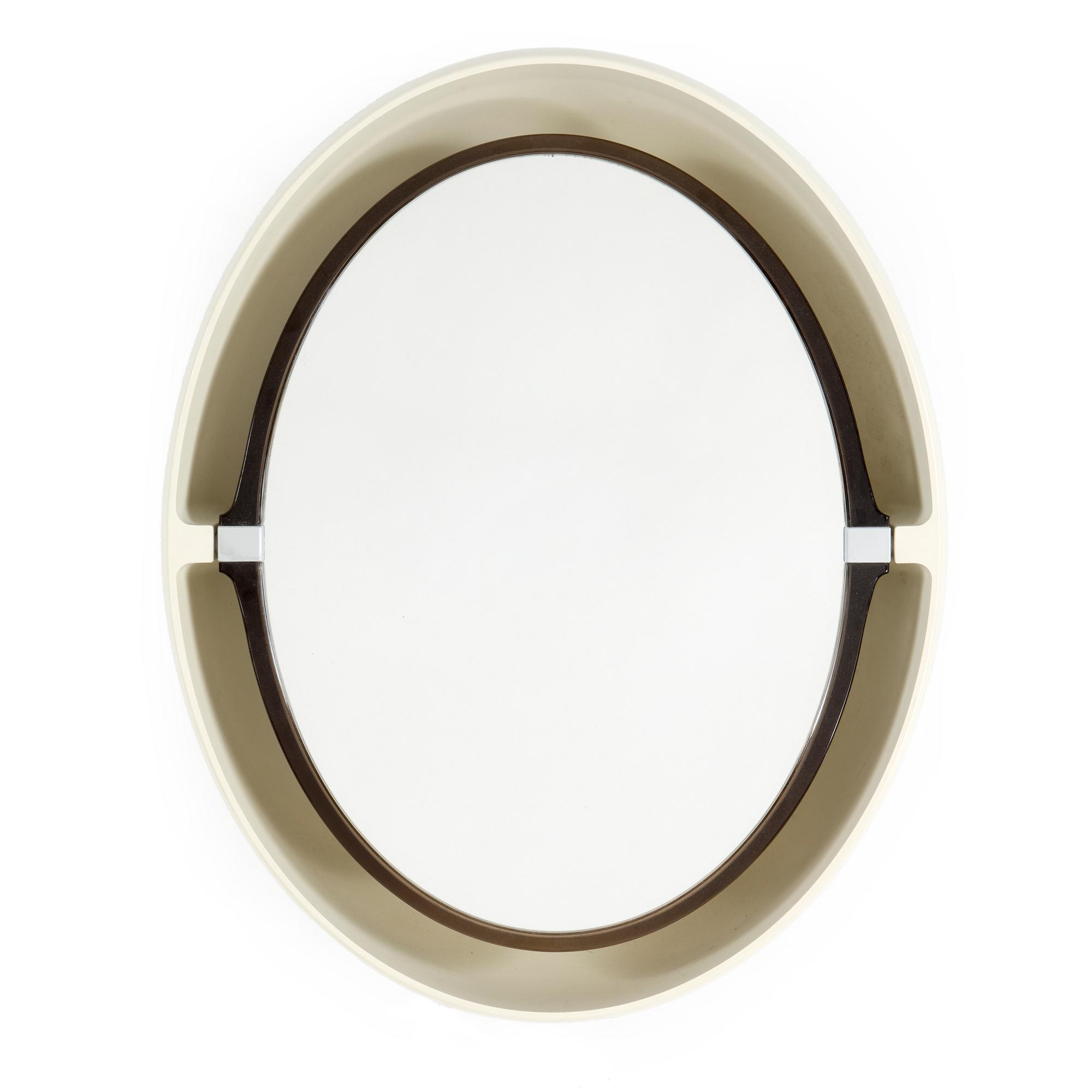 A "SPACE AGE" WALL MIRROR WITH LIGHT BY ALLIBERT, 1970s.