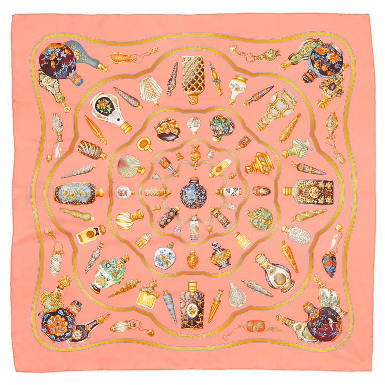 HERMÈS, a silk scarf, "Qu'importe le flacon".