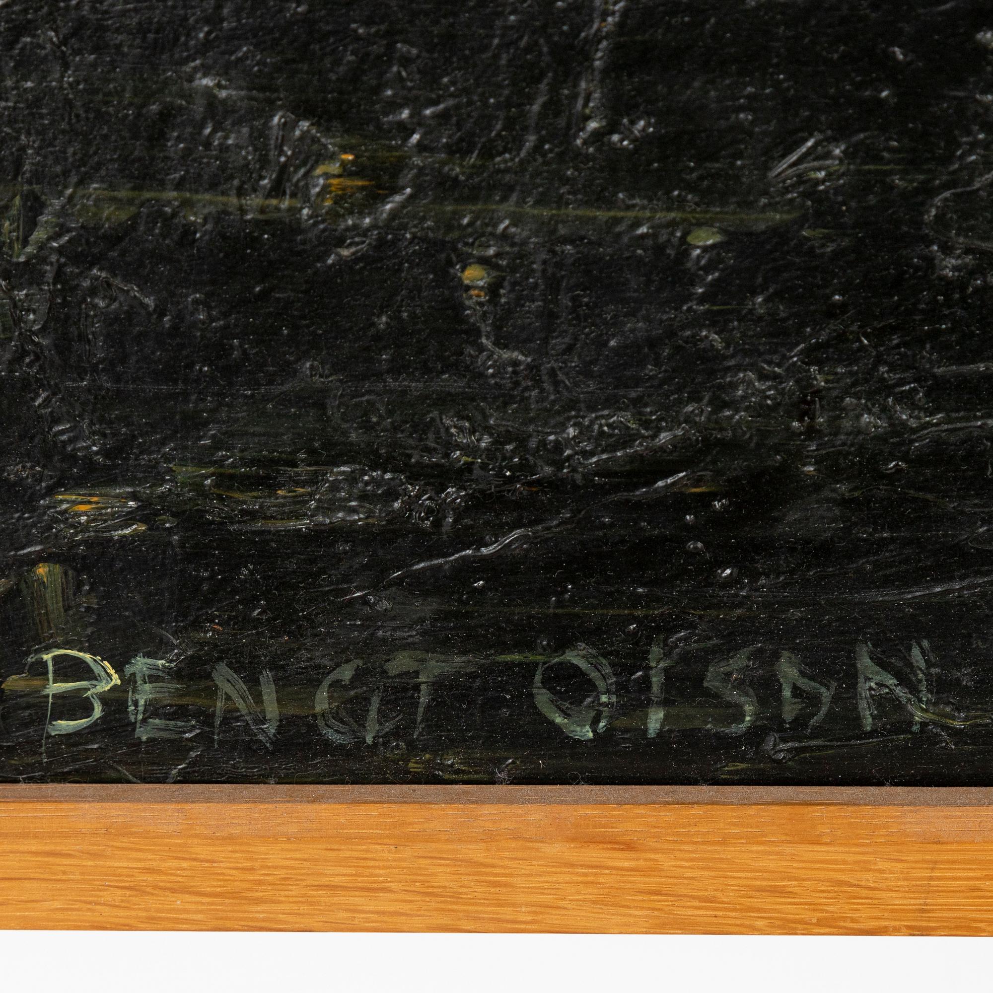 Bengt Olson, olja på pannå, signerad på båda sidor.
