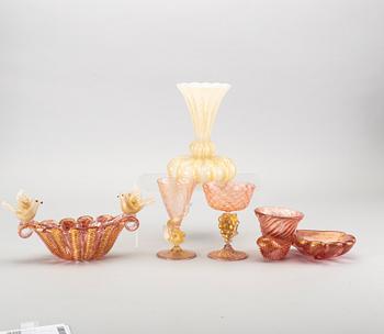 Samling glas, 5 st, bland annat  Barovier & Toso, Murano, Venedig.