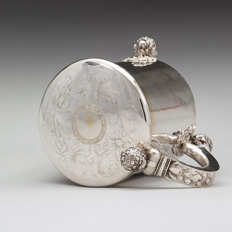 JOHAN BIÖRCK, Västerås (verksam 1680-1709), dryckeskanna, silver, barock.