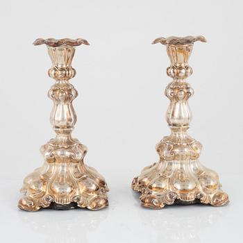 A pair of Swedish silver candlesticks, mark of CG Hallberg, Stockholm 1960.