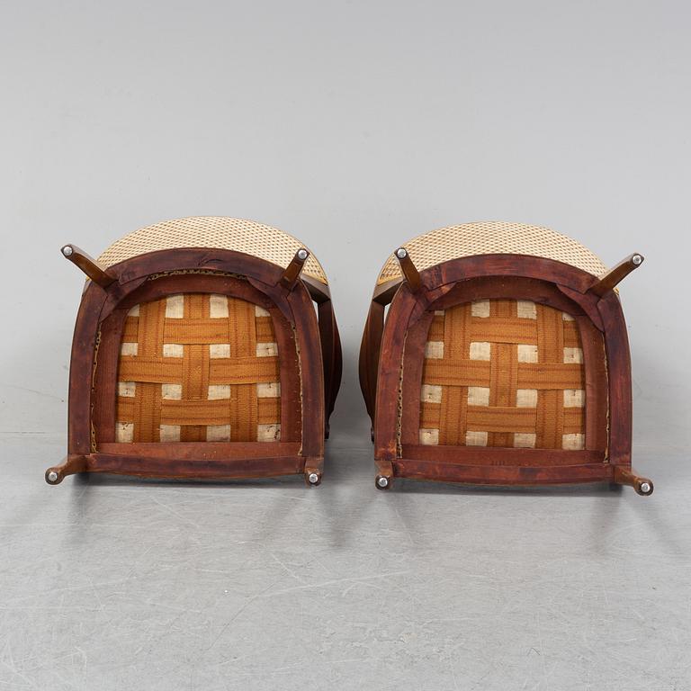 A pair of art noveu armchairs, early 20th Century.
