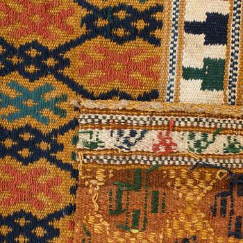 TAPESTRY Skåne Sweden, flatweave (bl.a. rölakan), late 19th century. 241 x 49 cm.