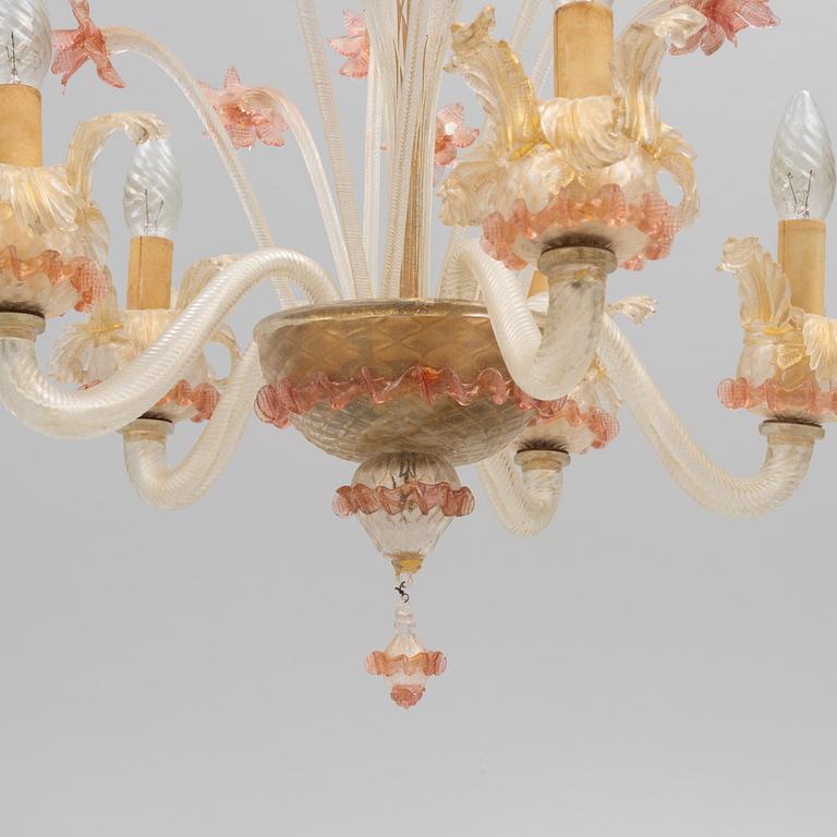 A Venetian style chandelier, mid 20th Century.