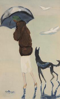 Kees van Dongen, "Woman with a dog on the beach".