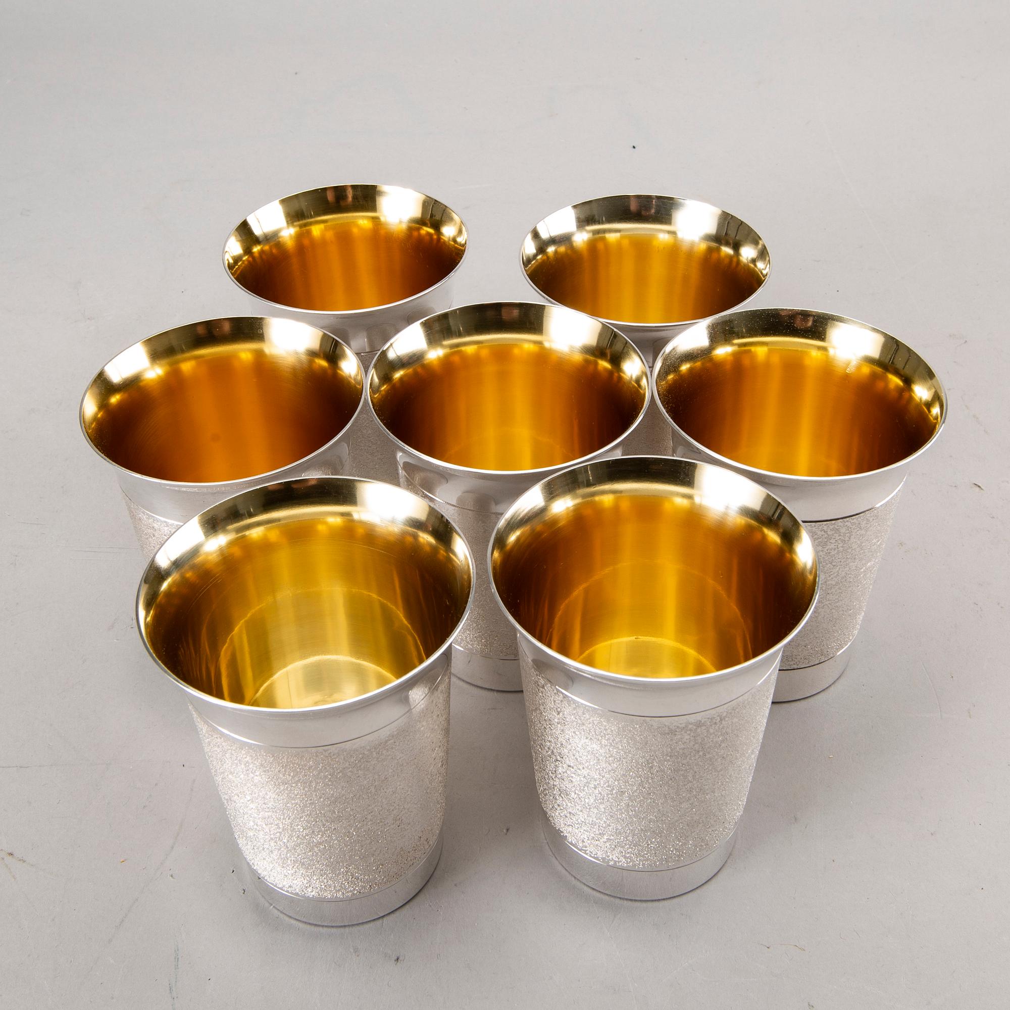 A Swedish 20th century set of 7 sterling beakers mark of Alton Falköping 1978, total weight ca 1192 gr.