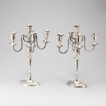 A PAIR OF SILVER PLATE CANDELABRA, regency style, England, first half of the 20th century.