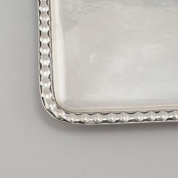 A serving tray in silver, By K Andersson in Stockholm, 1917. Weight 466 g.