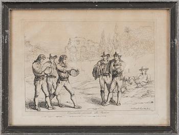 BARTOLOMEO PINELLI, efter, 3 st, kopparstick, 1800-tal.