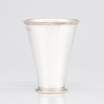 A Swedish early 18th Century silver beaker, marks of Olof Fernlöf, Gothenburg 1724.