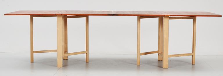 A Bruno Mathsson 'Maria' teak and birch gate-leg table by Firma Karl Mathsson, Värnamo 1965.