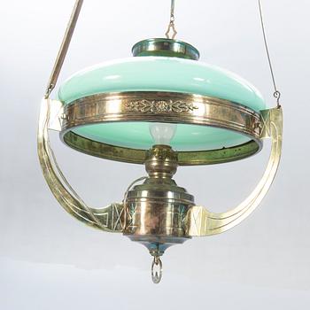 A Jugend brass ceiling lamp.