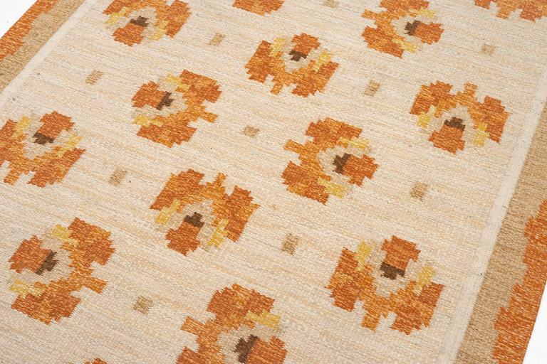 Ingegerd Silow, a flat weave rug, signed, c. 200 x 137 cm.