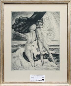 OKÄND KONSTNÄR, etsningar, 4 st, sign, en dat 1942.