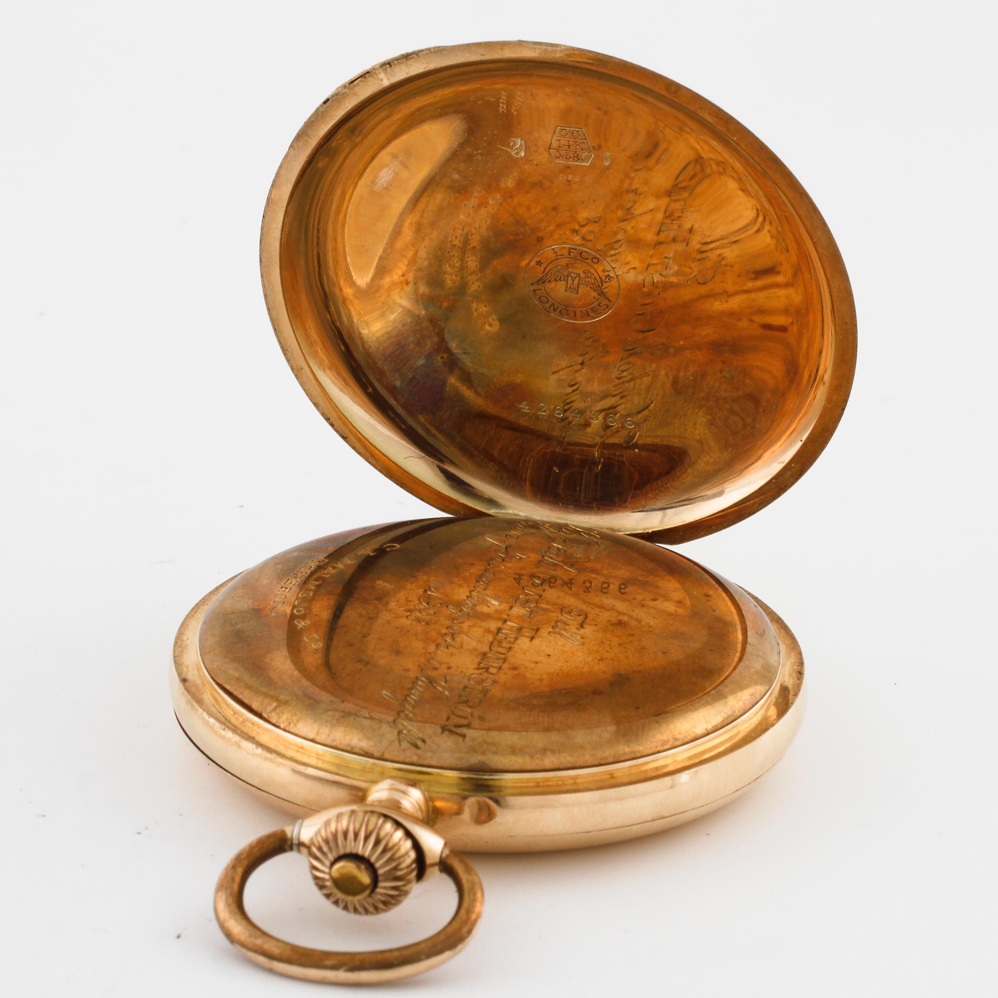 LONGINES, pocket watch, savonette, dial marked "CL Malmsjö & Co Göteborg", 52,5 mm.