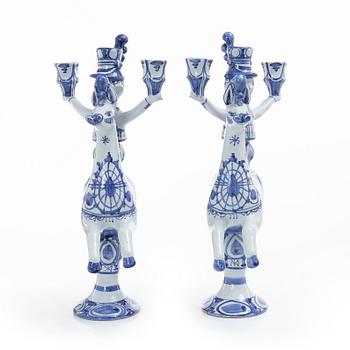 Björn Wiinblad, a pair of earthenware candelabras, Denmark, 1997.