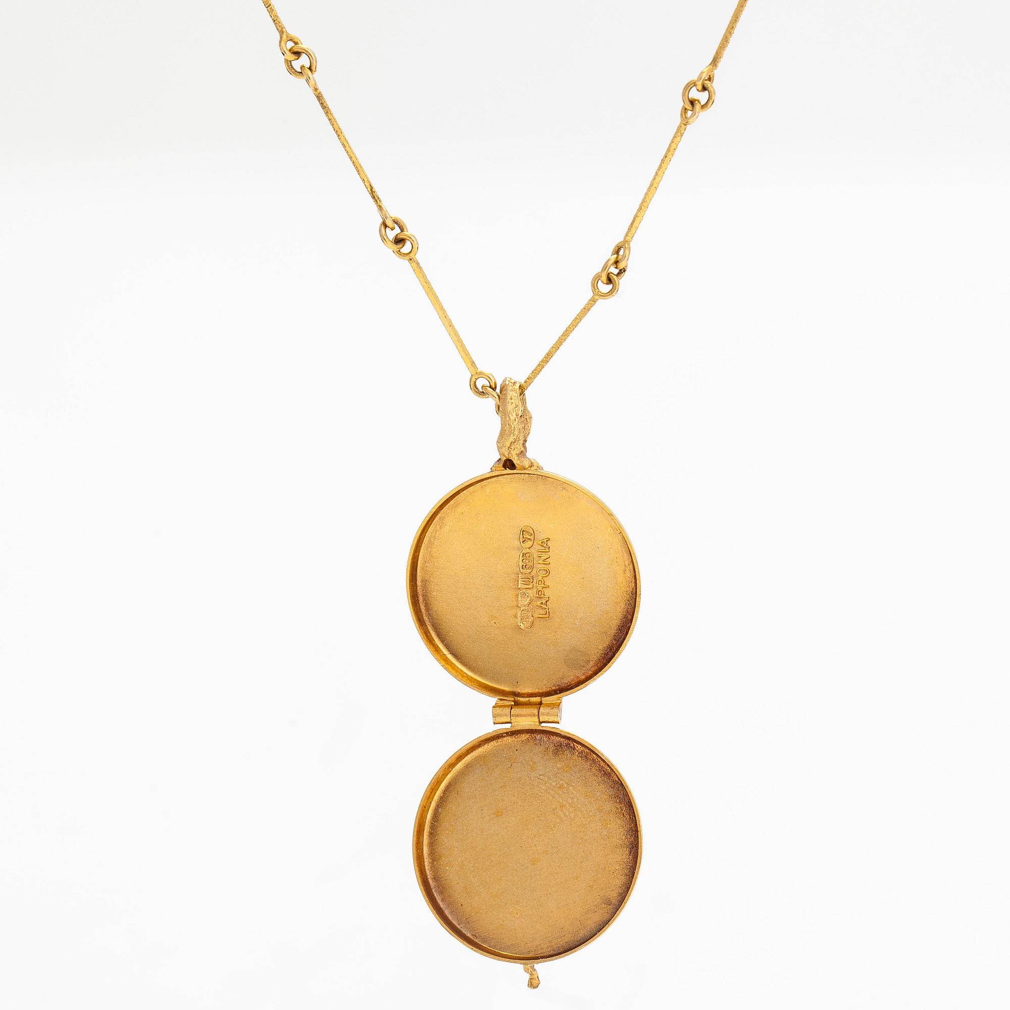 Björn Weckström, halsband/medaljong, "Semes", 14K guld, Lapponia 1976.