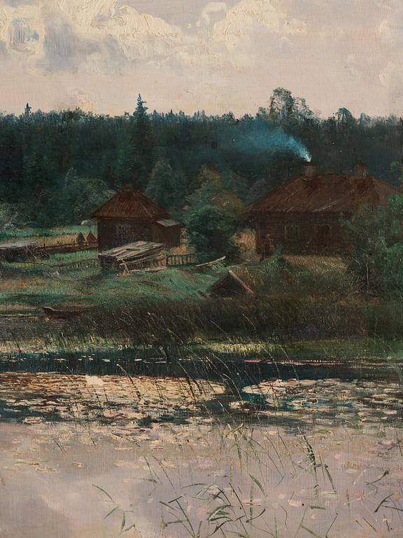 Alfred Thörne, Lake view with cabins.