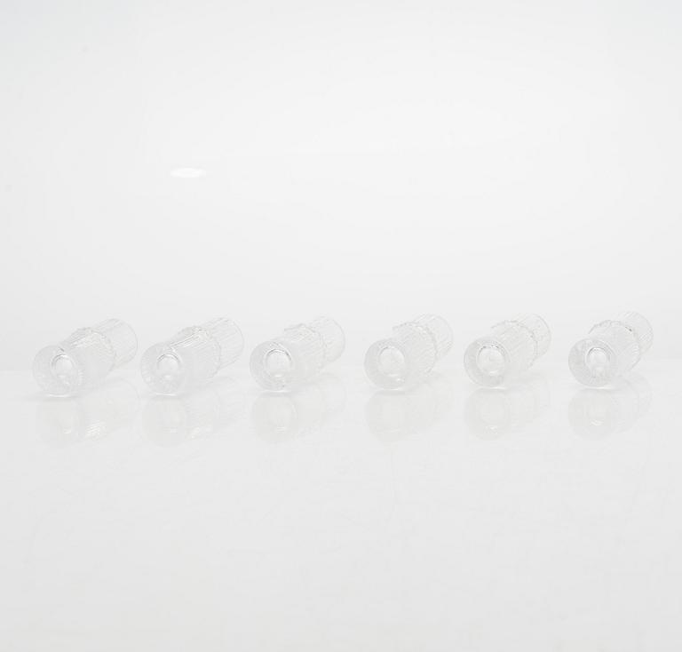Tapio Wirkkala, snapsglas, 6 st, "Niva", Iittala. I originallåda.