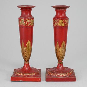 A pair of Biedermeier candlesticks, probably Germany, first half of the 19th century.