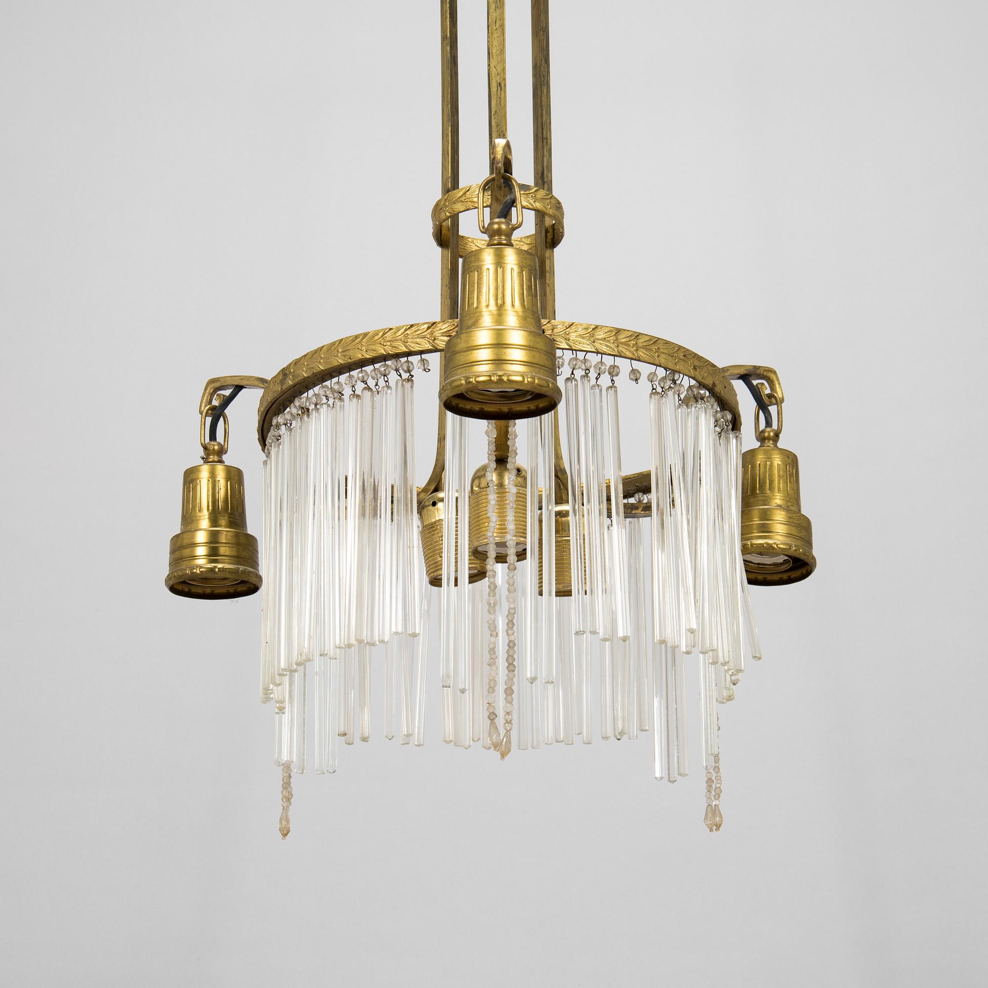 An Art Nouveau ceiling lamp, circa 1900.