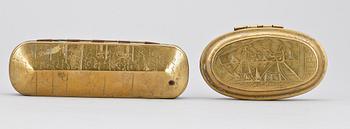 DOSOR, 2 st, mässing/koppar, 1800-tal.