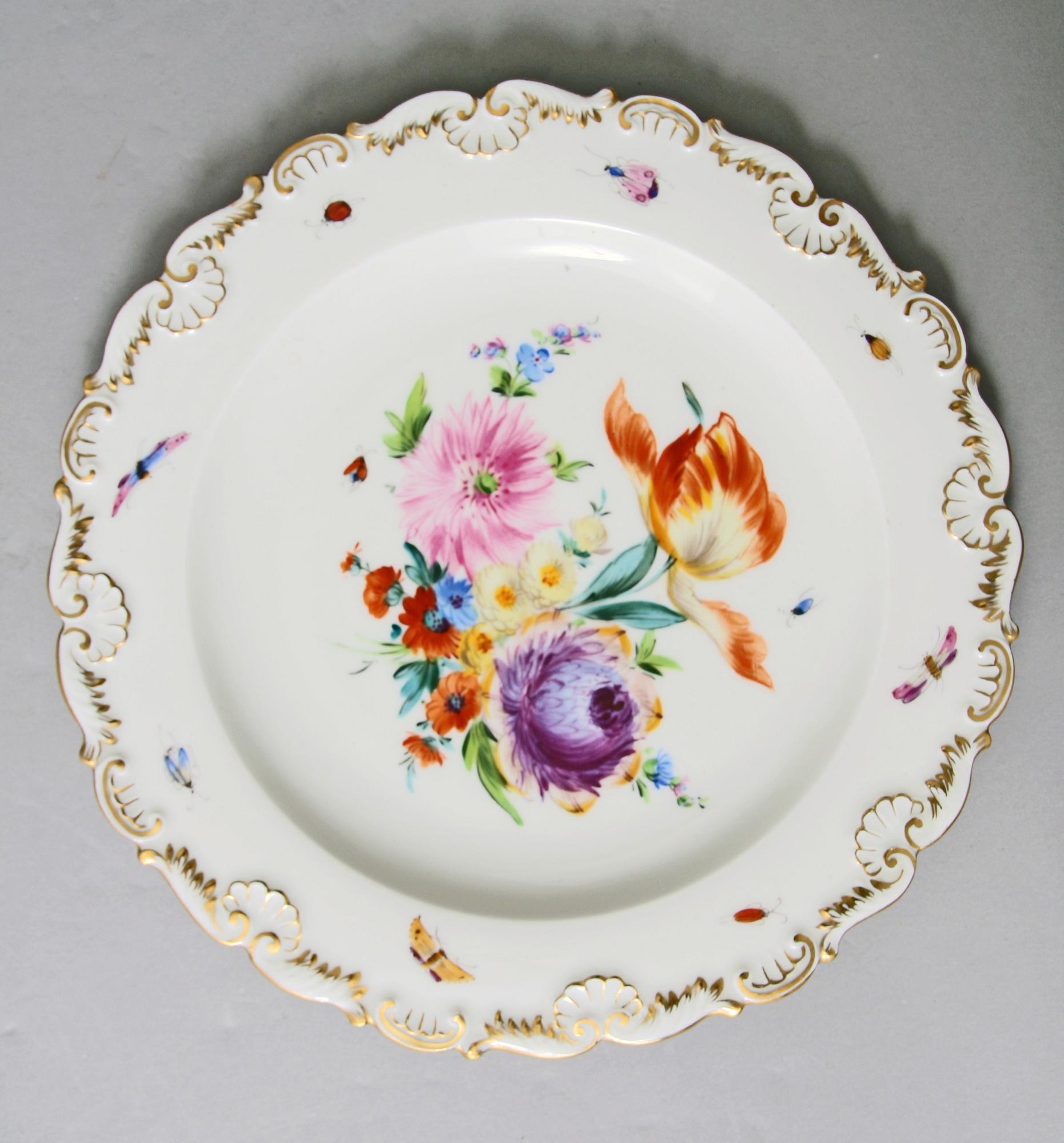 TALLRIKAR, 6+1 st, porslin, Meissen 1900-tal.