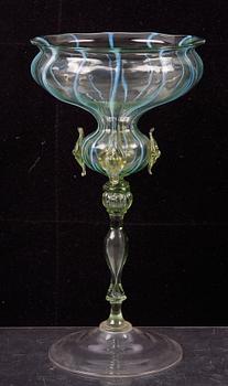 POKAL, glas, möjligen Venini, Italien 1800/1900-tal.