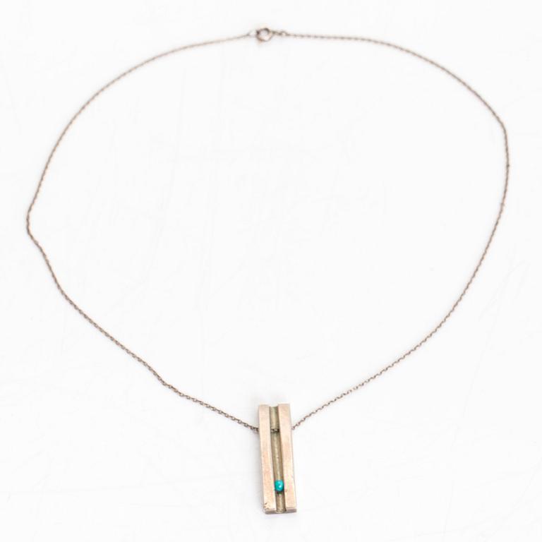 Björn Weckström, halsband, silver .916, och turkos, stämplad BRW och Weckström, 1958.