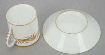 KAFFEKOPPAR, 6 st, porslin, 1800-talets början.