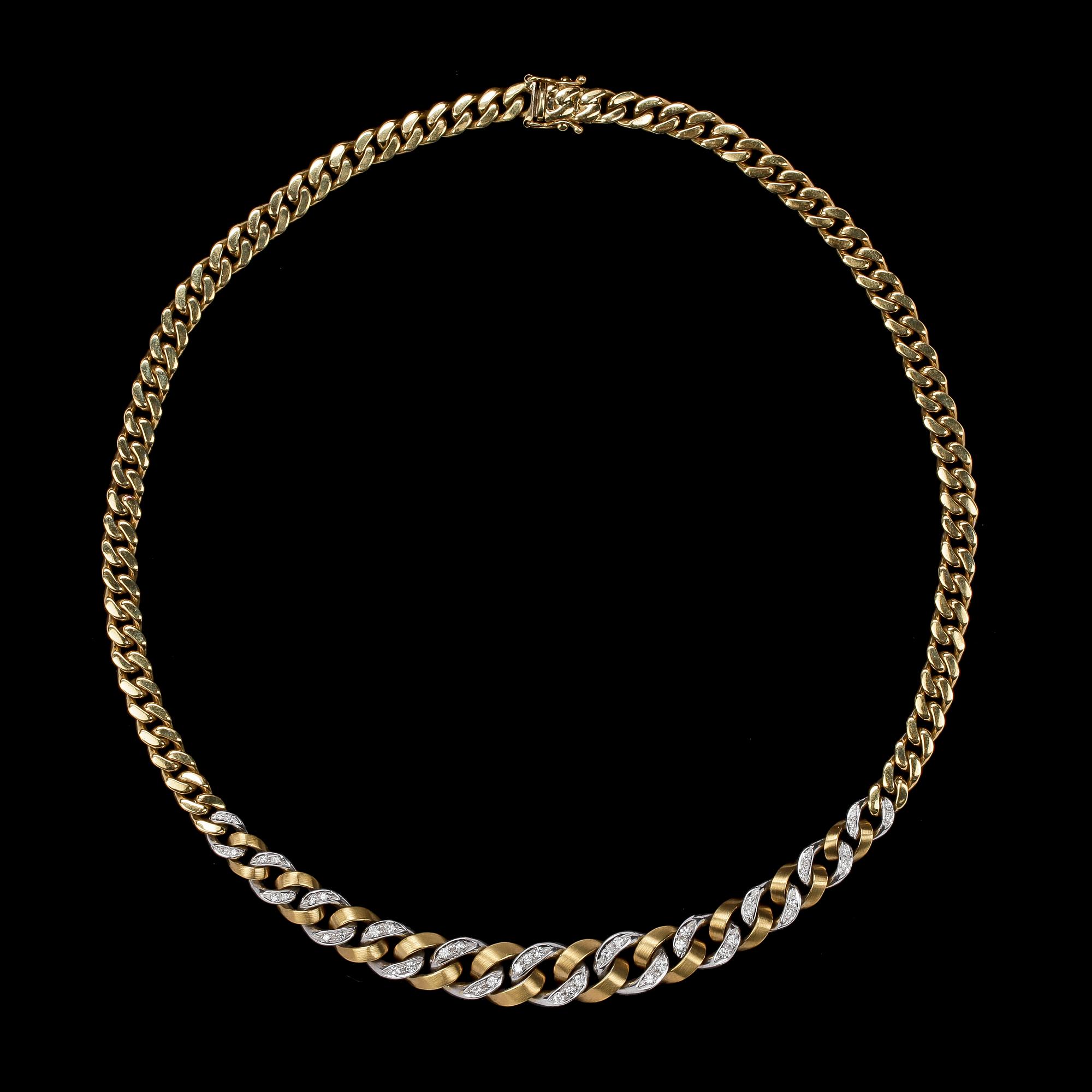 NECKLACE, set with brilliant cut diamonds, tot. app. 0.80 cts.