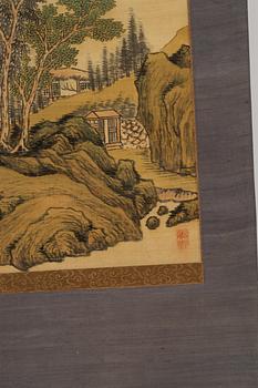 Unidentified artist, Figures in a mountainous landscape, Japan, 20th century.