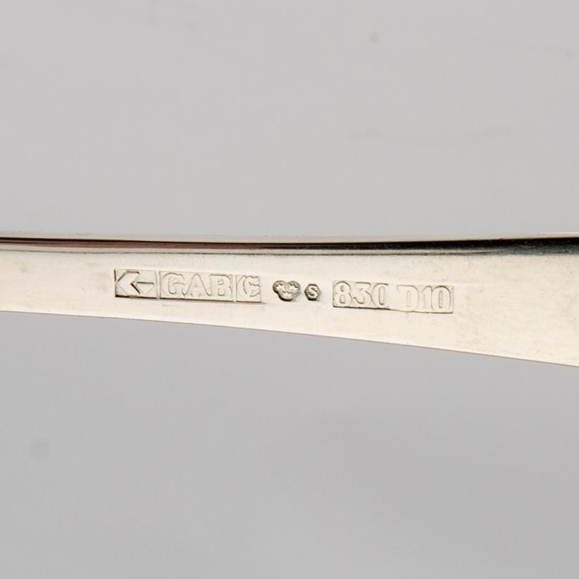 Jacob Ängman, fiskbestick 24 dlr "Rosenholm" silver GAB Stockholm 1980.