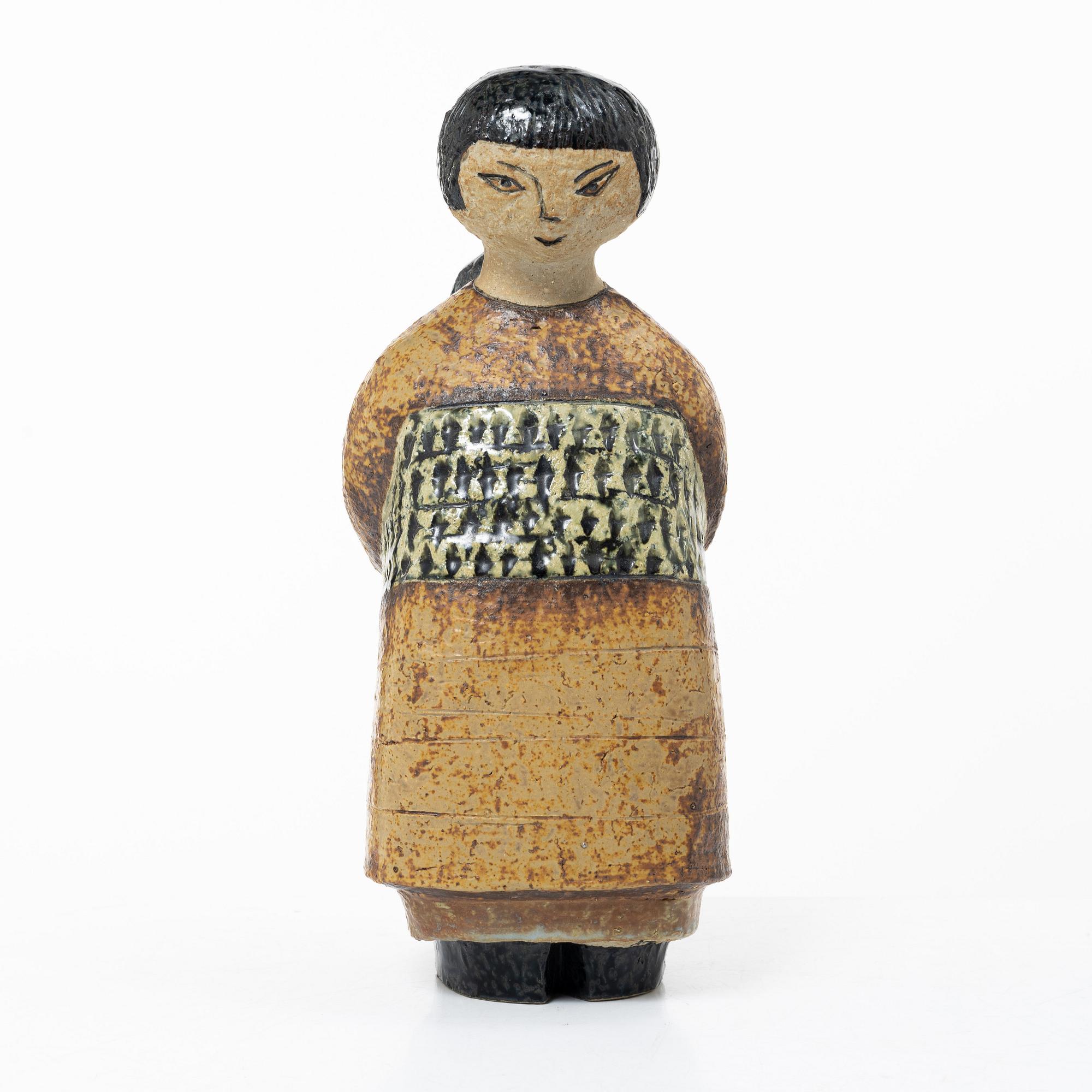 Lisa Larson, "Japanese with child on back," sculpture, stoneware, Gustavsberg Studio.