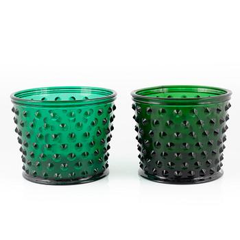 Josef Frank,  two glass flower pots, 'Hortus', Firma Svenskt Tenn, Sweden.