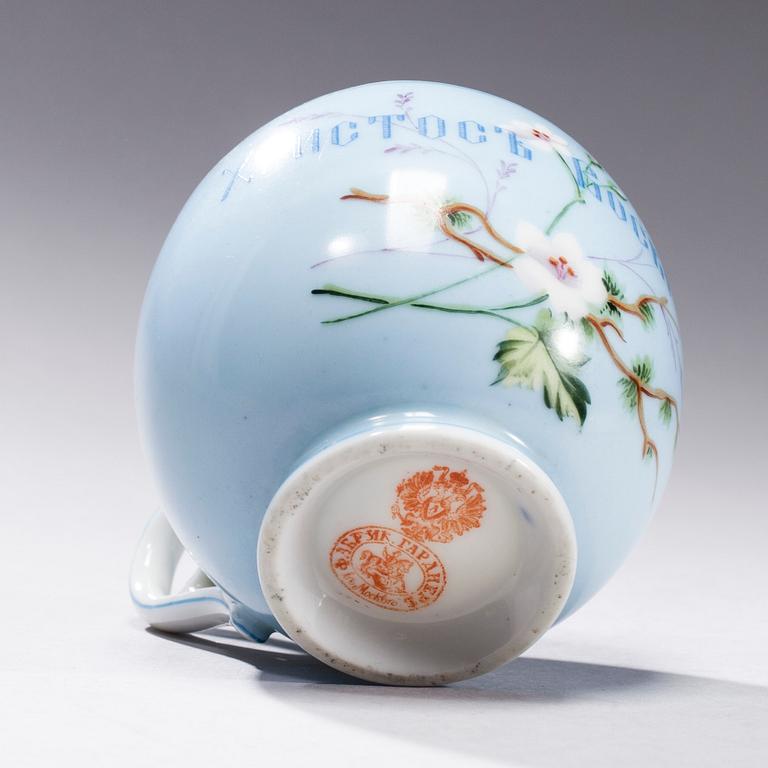 KAFFEKOPP, porslin, Gardner, Ryssland 1880-1890.