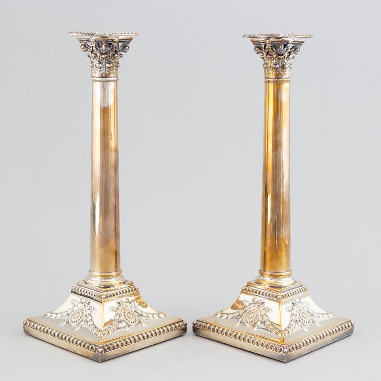 A pair of George III candlesticks, by John Parsons and Co., Sheffield 1788.