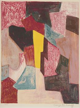 734. Serge Poliakoff, "Composition rouge, carmin et jaune".