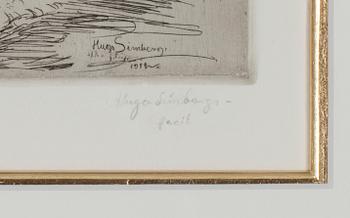 HUGO SIMBERG, etsning, sign. fecit.