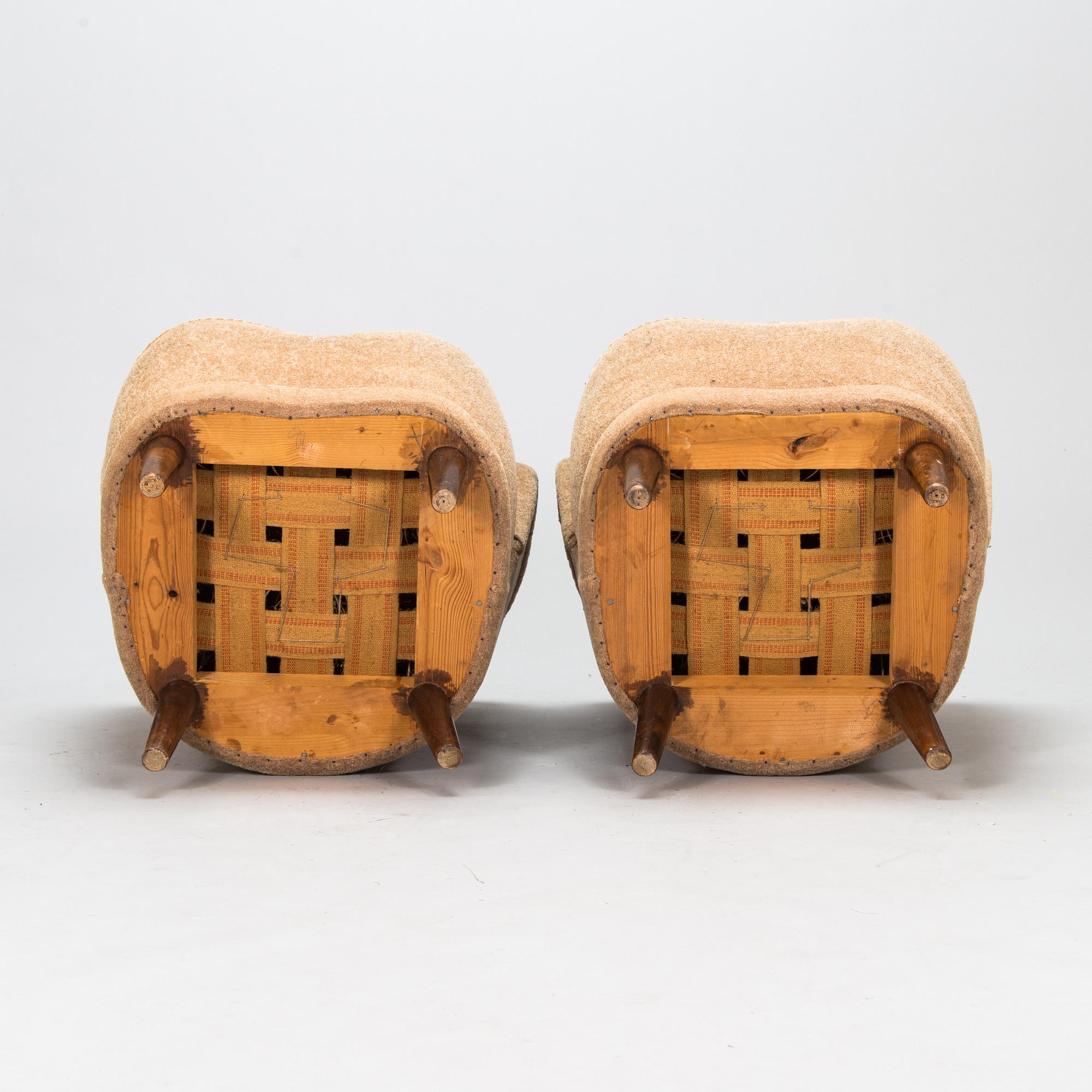 A 1950s pair of armchairs, "Elisabeth", for Asko Finland.