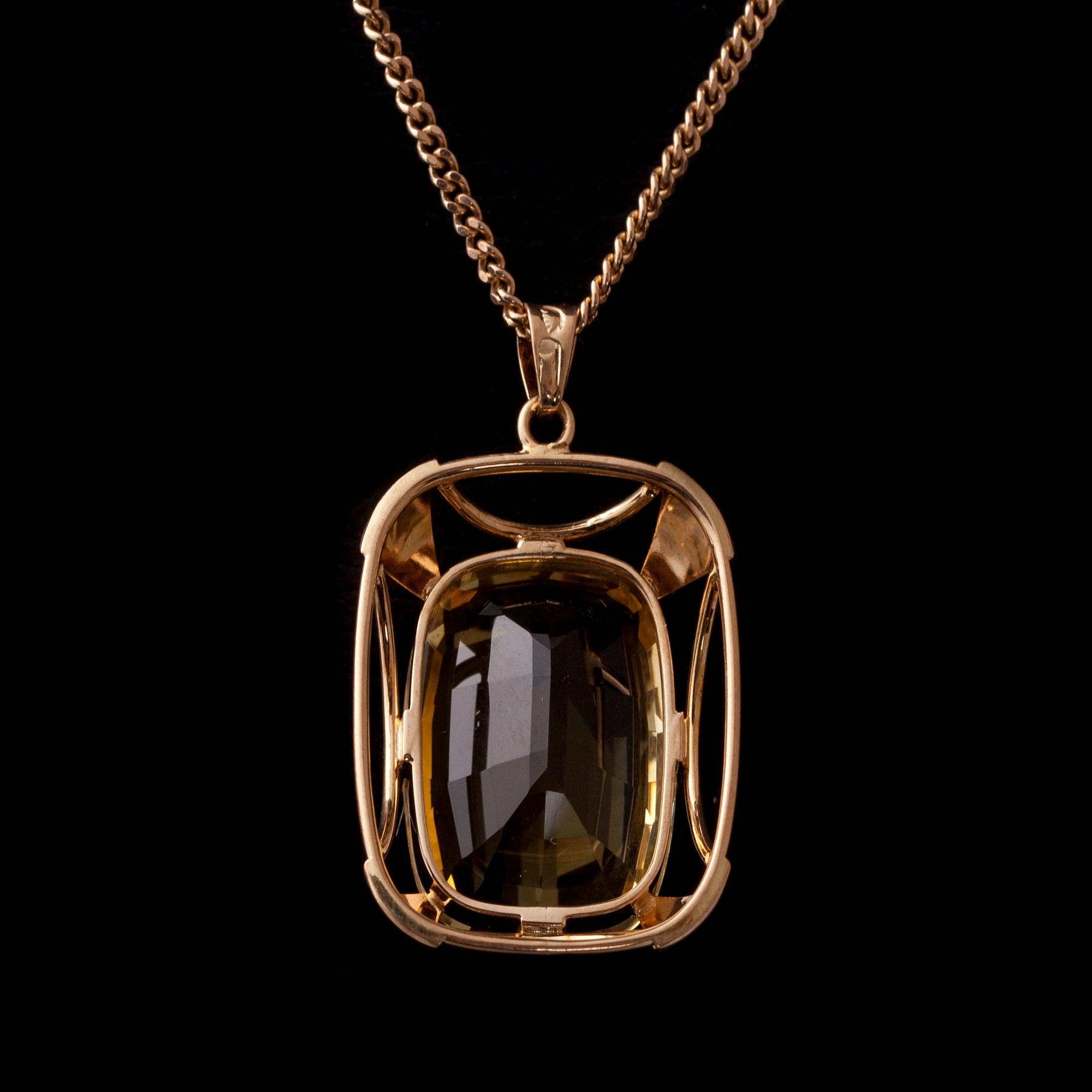 HÄNGE, 14K guld, citrin. Vikt ca 9,7 g.