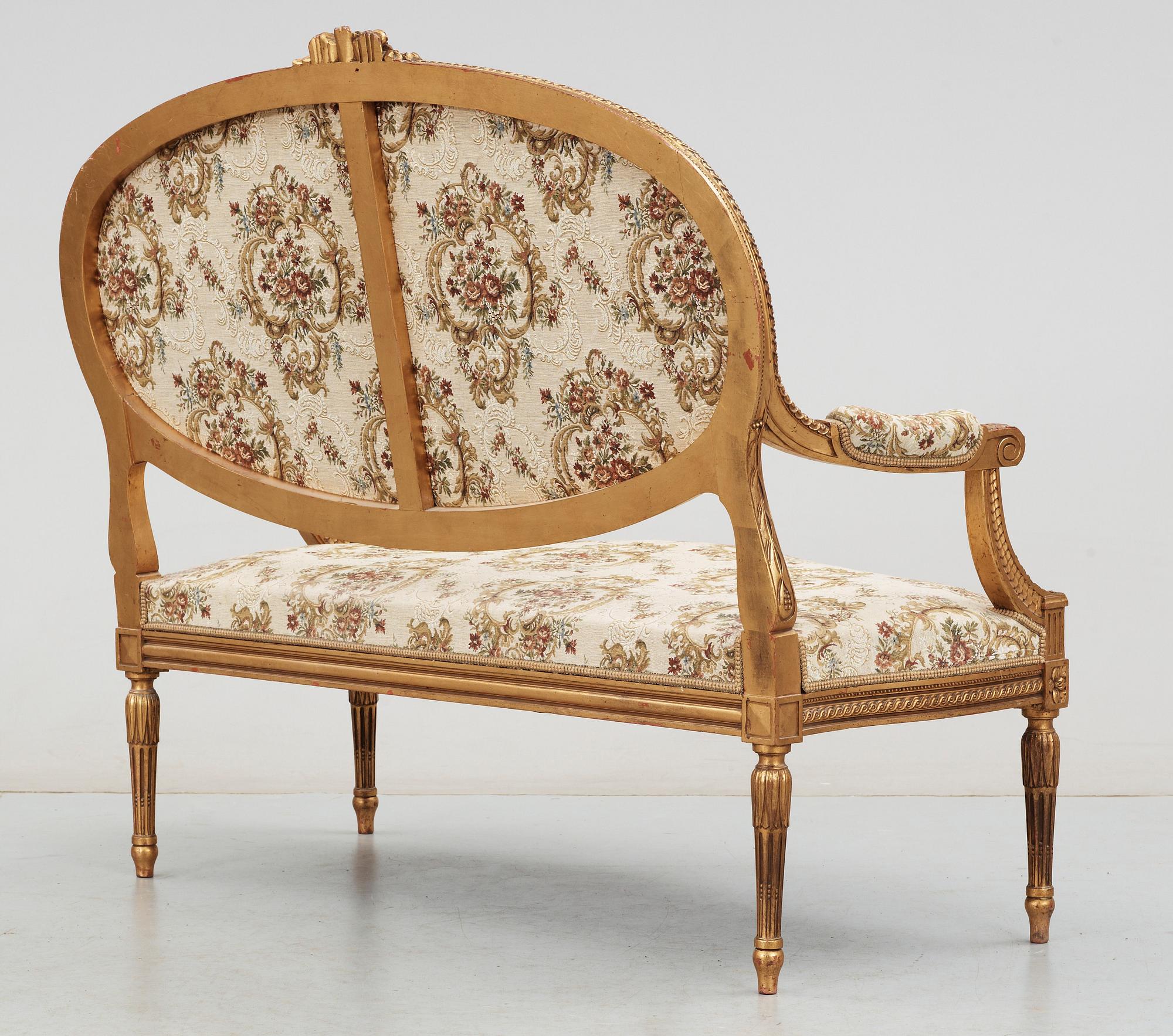 SALONGSGRUPP, 6 delar, Louis XVI-stil, 1900-talets början.