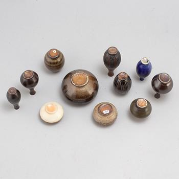 A set of 11 miniature vases, Wallåkra, mostly by Arthur Andersson. 1950s / 60s.